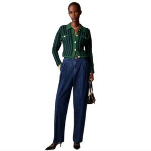 J. Crew Tapered Jean with Pleats 1984 Rigid Balloon Blue Denim Women's 27 NWT